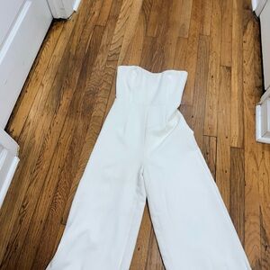 Lulu's Ivory Strapless Wide-Leg Jumpsuit